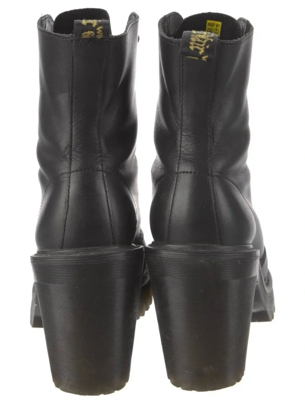 Dr. Martens Kendra leather women’s Black Chunky high Heel Combat Boot size 7 - Picture 3 of 5